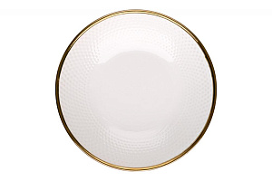 Тарелка суповая 20,7см 500мл LUCKY Точки металлическая кайма белый керамика 000000000001211232