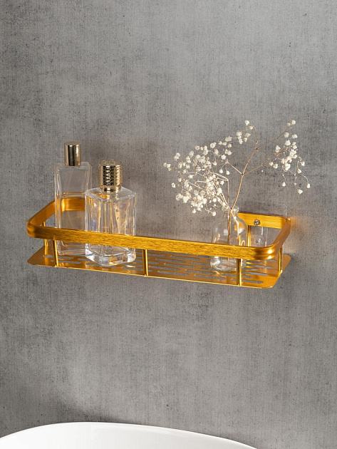 Полка навесная 30x13x5см DE'NASTIA прямоугольная золотой алюминий 000000000001227437