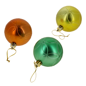 Новогоднее подвесное украшение Ассорти оранжевое, золотое, бирюзовое из полистирола, размер 6 см (набор из 6ти шт) / 17,4х11,6х5,8см 000000000001191207