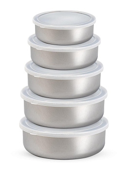 Набор контейнеров 5шт (230мл/380мл/630мл/870мл/1,22л) в ассортименте нержавеющая сталь/полипропилен 000000000001229374