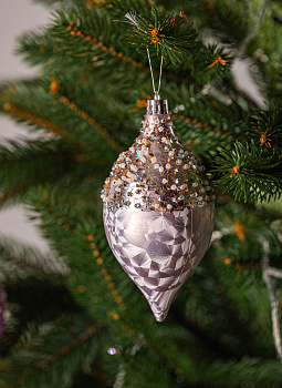 Набор новогодних украшений 2шт 13,8х6,5см Капля блестки розовая роза/нежно-розовый пластик 000000000001208655