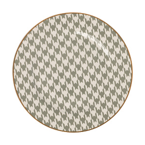 Тарелка десертная 19,5см DE'NASTIA Гусиная лапка белый/мятный фарфор 000000000001221009