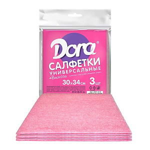 Салфетка универсальная Dora 30*34см набор 3шт вискоза, артикул 2001-012 000000000001203027