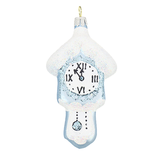 Декоративное украшение на елку Часы 10см БИРЮСИНКА голубой стекло 000000000001207670
