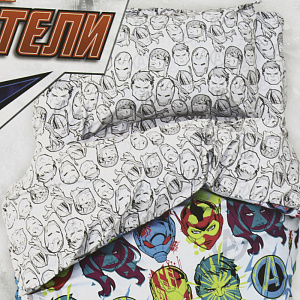 Комплект постельного белья 1,5-спальный Мстители пододеяльник143х215см простыня150х214см наволочки50х70см-1шт поплин 100%хлопок 000000000001206734