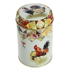 Жестяная банка для хранения сыпучих продуктов Петухи, 1.1л 000000000001153178