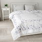Комплект постельного белья Евро(пододеяльник200x220см,простыня230x260см,наволочки50х70см-2шт/70х70см-2шт)DE'NASTIA FLOWERSбелый/синий сатин-твилХлопок