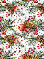 Бумага оберточная Яблоки на снегу для сувенирной продукции в рулонах с полноцветным декоративным рисунком плотность 90г/м2 100х70см 81756 000000000001201868