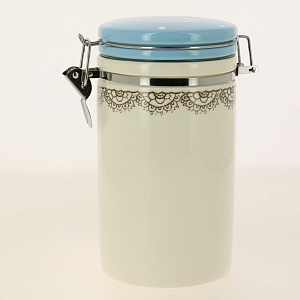 Банка для сыпучих продуктов 1000 мл подарочная упаковка c с клипсой Букет доломит ZFC037-37 000000000001196869