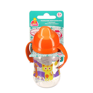 Поильник-Непроливайка с твердым носиком Веселые животные Lubby, от 6 месяцев, 250мл 000000000001135463