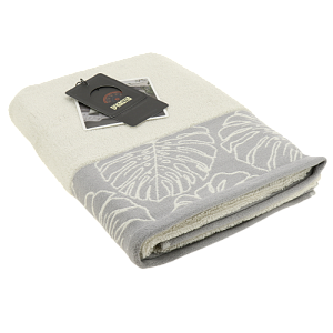 Полотенце 70х130см DE'NASTIA ТРОПИКИ (новые) молочный/серый хлопок 000000000001208577