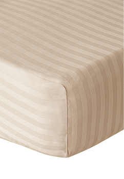 Проcтыня на резинке 200х200+25см DE'NASTIA бежевая сатин-страйп хлопок100% 000000000001212976