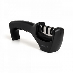 Точилка для ножей 22x4,4x6,8см DE'NASTIA трехэтапная заточка черный полипропилен/нержавеющая сталь/керамика 000000000001225974