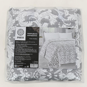 Покрывало DE'NASTIA 155x220см жаккард флора серый U000186 000000000001203214