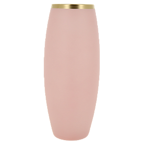 Ваза стеклянная бочка высотой 26 см, Тонировка Пудра, золотой ободок.7736/250/rt013 000000000001191042