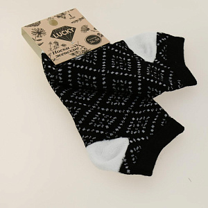 Носки женские укороченные ч/б геометрия р.36-39 LUCKY J000032 000000000001184377