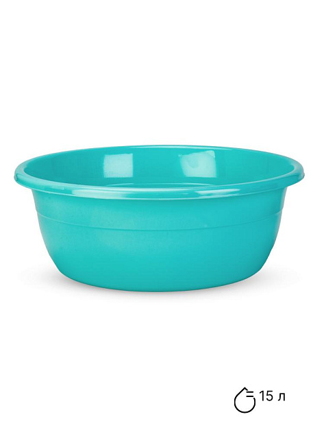 Таз 15л круглый бирюзовый полиэтилен 000000000001227314