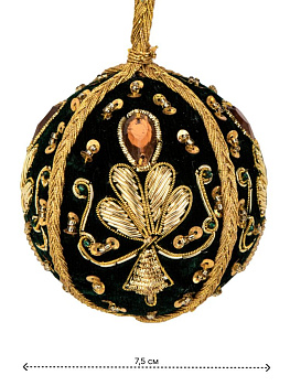 Декоративное украшение D7,5см DE'NASTIA Шар с кисточкой зеленый бисер/ пластик 000000000001229679