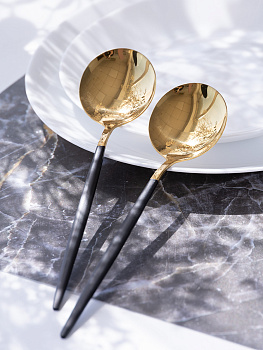 Набор столовыx ложек 2шт LUCKY Modern черный/золото нержавеющая сталь 000000000001212638