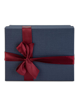 Коробка подарочная 23x19x13см РУТАУПАК бант тиснение РОГОЖКА синий картон 000000000001222345