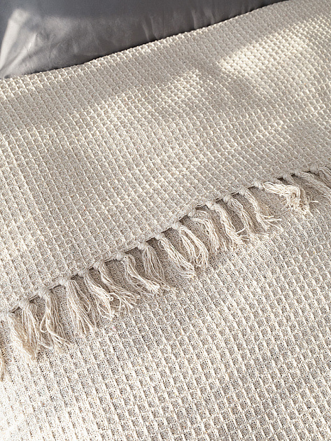 Покрывало 150x200см DE'NASTIA бежевый вафельное меланж хлопок 000000000001229650