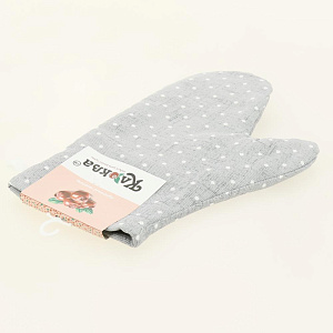 Рукавица кухонная КЛЮКВА Горох на льне серая рогожка хлопок 000000000001207436