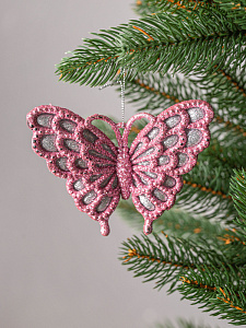 Украшение декоративное Бабочка 12х8см розовый пластик 000000000001208282