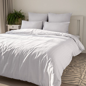 Пододеяльник 145x210см DE'NASTIA гусиная лапка белый жаккард сатин хлопок 100% 000000000001217227