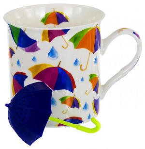 Кружка заварочная 300мл BALSFORD Зонты силиконовое сито подарочная упаковка фарфор 000000000001197855