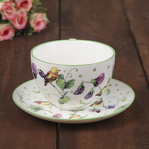 Набор чайный 12 предметов (чашка 220мл-6шт/блюдце-6шт) ДОЛЯНА Зеленый сад фарфор 000000000001210613