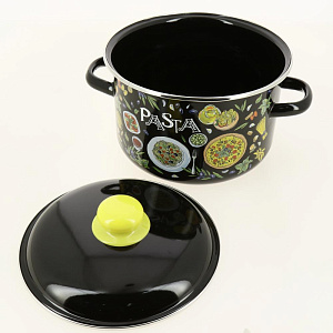 Кастрюля 4л СТАЛЬЭМАЛЬ Pasta глубокая цилиндрическая форма черный эмалированная сталь 000000000001206227