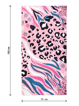 Полотенце пляжное с чехлом 75х150см Розовый гепард микрофибра полиэстер 000000000001227526