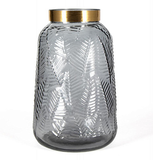 Ваза 22см Palm Leaf декоративная с золотым горлышком стекло 000000000001213634