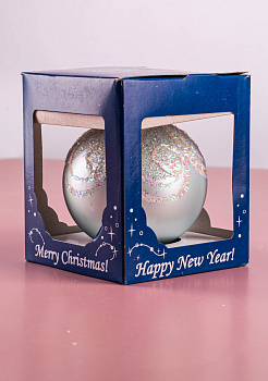 Декоративное украшение 9см Шар 4,5 БИРЮСИНКА Морозный стекло 000000000001179986