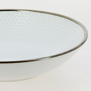 Тарелка суповая 20,7см 500мл LUCKY Точки металлическая кайма белый керамика 000000000001211232