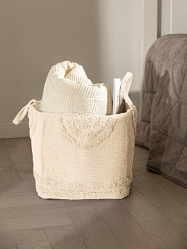 Корзина для хранения 30x30см DE'NASTIA Крафт Кольца с ручками молочный хлопок 000000000001220594