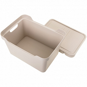 Ящик 38х27,6х22см 18л ECONOVA LUXE универсальный с крышкой светло-бежевый пластик 000000000001206128