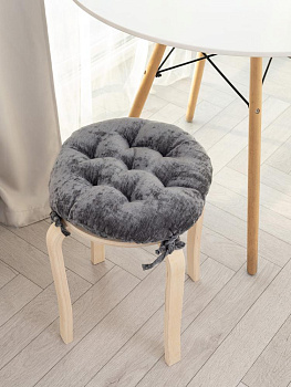 Подушка на стул 40см DE'NASTIA темно-серый велюр меланж полиэстер 000000000001226728