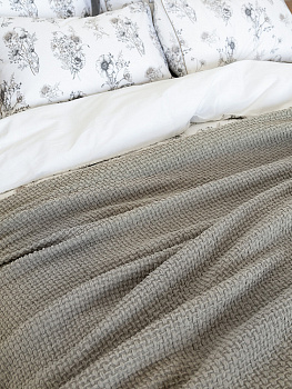 Плед 150x200см DE'NASTIA плетеный серый хлопок/шенилл 000000000001230285