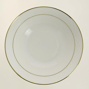 Салатник 16см DE'NASTIA KALIPSO белая с золотой каймой фарфор 000000000001209955