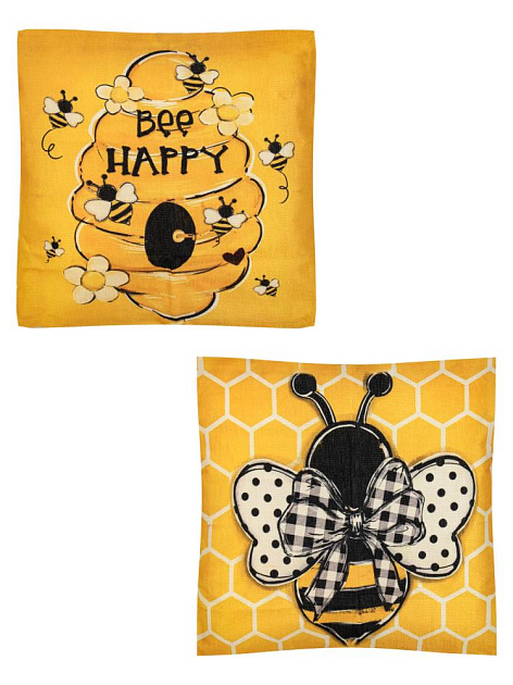 Чехлы для подушек декоративные 2шт 44х44см с принтом в ассортименте хлопок/лен 000000000001229199