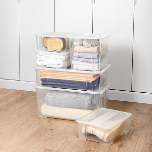 Ящик универсальный 70л 57,5х38х40,5см ECONOVA TEX-BOX прозрачный пластик 000000000001223406