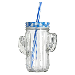 Кружка-банка 400мл Кактус стекло 000000000001170138