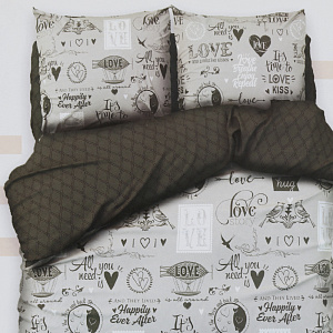 Комплект постельного белья Этель 2сп Love 175х215см 200х220см 70х70см-2шт 100%хлопок бязь 125 г/м2 2968331 000000000001205020