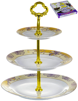 Этажерка-конфетница 3-х ярусная 15,5/20,5/27см GUTERWAHL Аврора Мира фарфор 000000000001203999