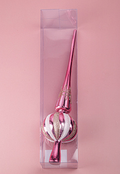 Новогоднее украшение 1шт 33см Верхушка розовый пластик 000000000001209027