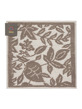 Коврик универсальный 50x50см DE'NASTIA цветы/листья бежевый хлопок 100% 000000000001219480