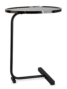 Столик 45х30х61см на ножке КАПЛЯ мрамор черный МДФ/железо 000000000001227850