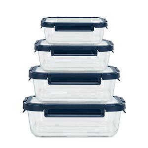 Контейнер 630мл 17,6х13,2х6,4см прямоугольный синяя крышка боросиликатное стекло 000000000001220356