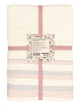 Набор махровых полотенец 2 шт 70x140см LUCKY розовый/молочный хлопок 100% 000000000001216093